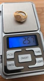 Zilver 925 heren ring goldplated, Ophalen of Verzenden, Zo goed als nieuw, Dame, Goud