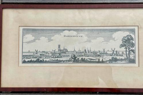 ingelijste reproductie gravure met de titel HARDERVICVM, Antiek en Kunst, Kunst | Etsen en Gravures, Ophalen of Verzenden