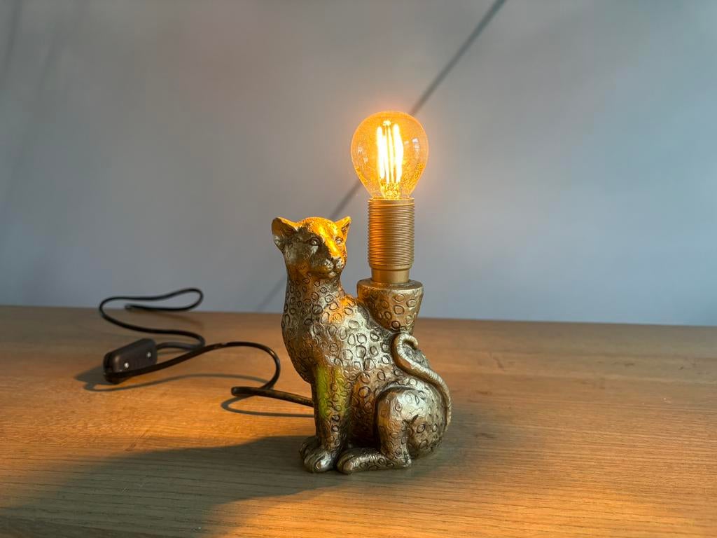 Gaaf uniek panter lampje, Huis en Inrichting, Lampen | Tafellampen, Kunststof, Nieuw, Ophalen of Verzenden, Minder dan 50 cm