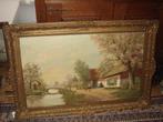 Large antique oil painting - signed - great frame!, Antiek en Kunst, Kunst | Schilderijen | Klassiek, Ophalen of Verzenden