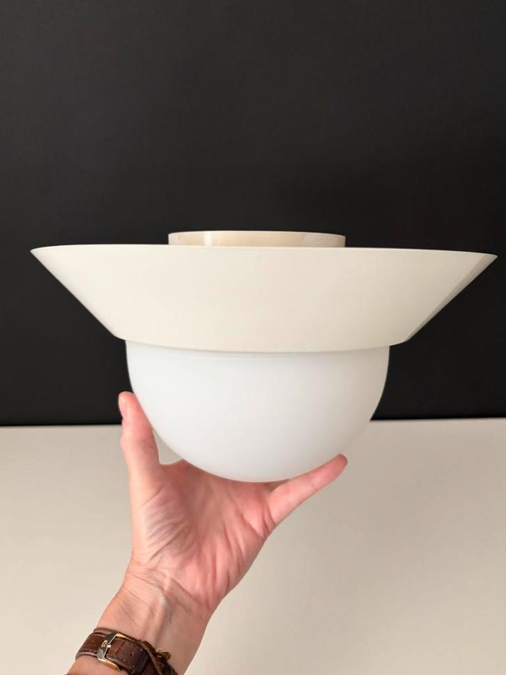 Vintage design plafondlamp, Dijkstra jaren ‘70, Huis en Inrichting, Lampen | Plafondlampen, Gebruikt, Glas, Metaal, Ophalen of Verzenden