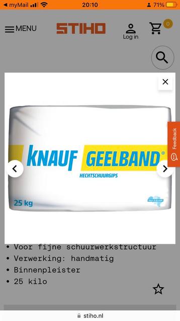 Geelband gips emmer van 5 kg prijs € 2,50. beschikbaar voor biedingen