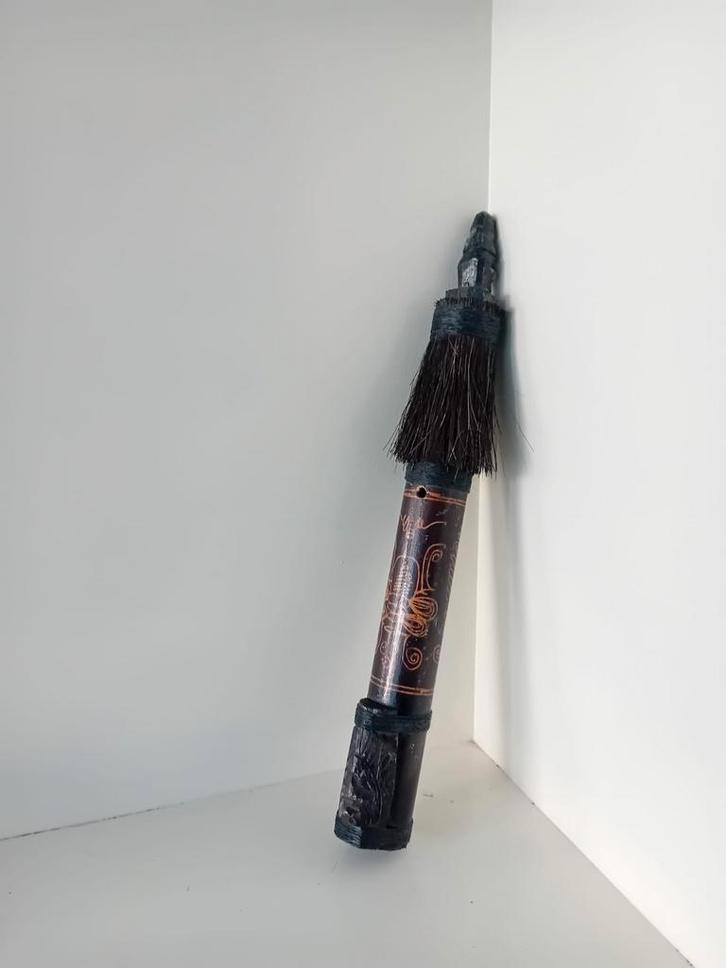 Vintage Dayak Bamboe Pijlenkoker / Blaaspijpkoker (29cm), Antiek en Kunst, Kunst | Niet-Westerse kunst, Ophalen of Verzenden