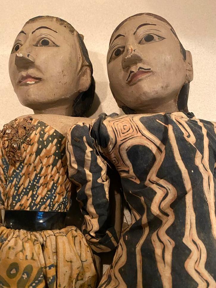 Antieke Javaanse Wajangpoppen met Kledij, Antiek en Kunst, Kunst | Niet-Westerse kunst, Ophalen of Verzenden