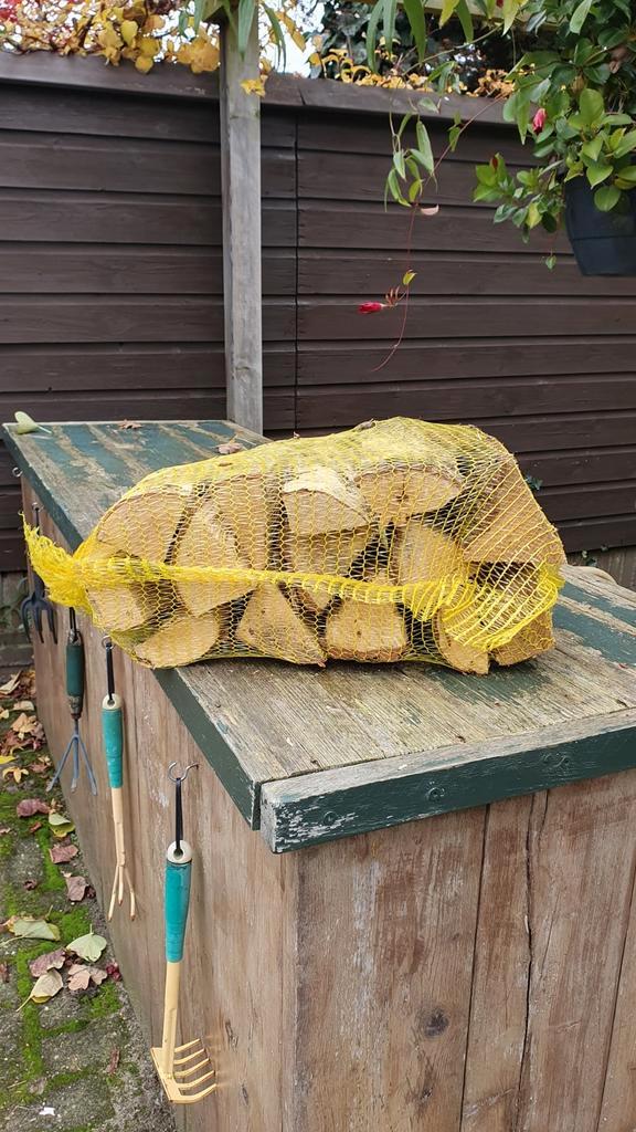 Mooie zakken droog(<15%) berkenhout, Tuin en Terras, Haardhout, Blokken, Minder dan 3 m³, Ophalen of Verzenden