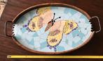 Oude Kunst MOZAÏEK op Dienblad met Vlinder, Ophalen of Verzenden, Zo goed als nieuw, Gebruiksvoorwerp