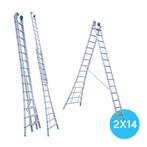 Tweedelige Reformladder 2x14 sporten, Doe-het-zelf en Verbouw, Ladders en Trappen, Nieuw, Ladder, Ophalen of Verzenden, 4 meter of meer