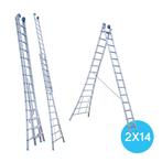 Tweedelige Reformladder 2x14 sporten, Ophalen of Verzenden, Nieuw, Ladder, 4 meter of meer