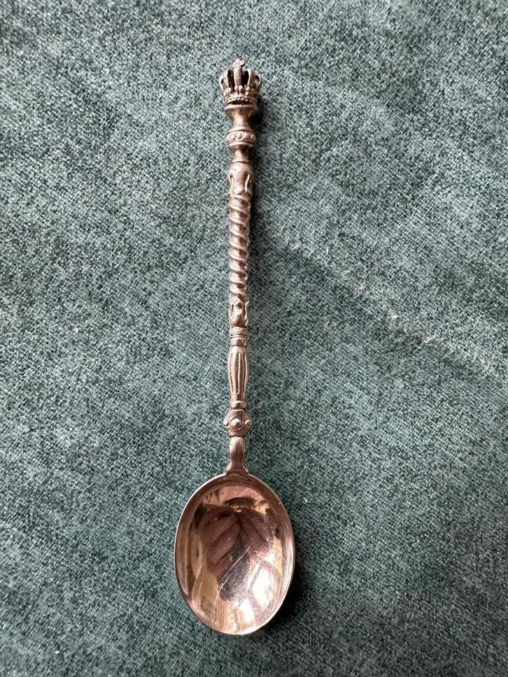 Verzilverd lepeltje Niekerk 90 met kroontje, Antiek en Kunst, Antiek | Bestek, Ophalen of Verzenden