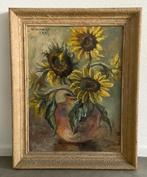 Schilderij - Bloemstilleven - Zonnebloem - Gesigneerd, Antiek en Kunst, Kunst | Schilderijen | Klassiek, Ophalen of Verzenden