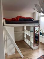 200 x 140 Hoogslaper met Kallax kasten, Ophalen, Wit, Tweepersoons, 140 cm