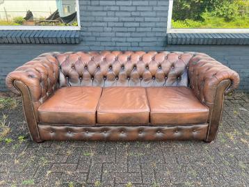 Chesterfield bank bruin gevlamd GRATIS BEZORGD  beschikbaar voor biedingen