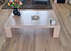 Salon - + Hoektafel in eiken white wash, met aluminium strip, Ophalen, 100 tot 150 cm, Eikenhout, 50 tot 100 cm