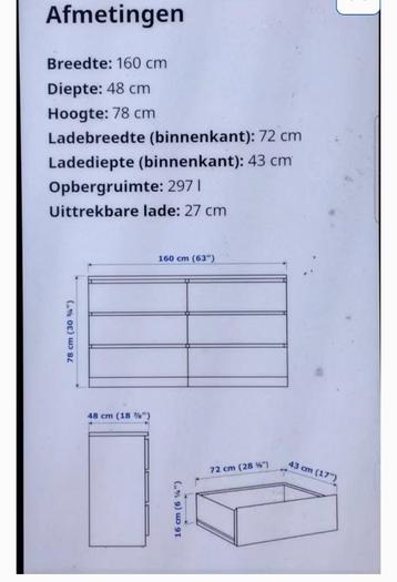 IKEA Malm Ladekast 6 lades 160 cm eikenfineer - afbeelding 4