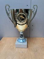 Trofee prijzenbeker goud zilverkleurig 34 cm, Verzamelen, Ophalen of Verzenden
