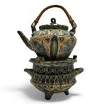 Fries kerfsnede aardewerken theepot op komfoor, Antiek en Kunst, Antiek | Keramiek en Aardewerk, Ophalen of Verzenden