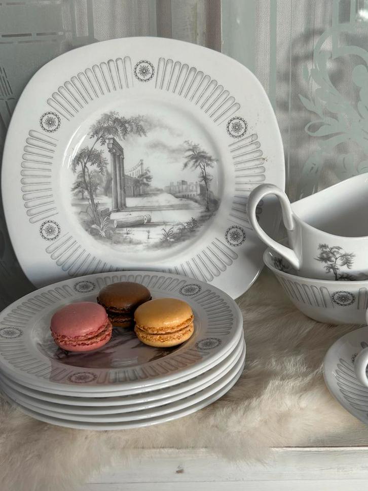 Antiek Olympus Thee Servies - 6 Personen, Huis en Inrichting, Keuken | Servies, Gebruikt, Compleet servies, Overige stijlen, Porselein