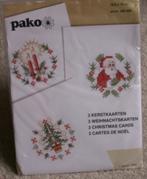 compleet borduurpakket 3 kerst kaarten kaars, kerstman, boom, Ophalen of Verzenden, Nieuw, Borduurpakket