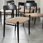Moller no.75 mat zwart geheel gerestaureerd vintage design, Huis en Inrichting, Ophalen, Hout, Zo goed als nieuw, Vijf, Zes of meer stoelen