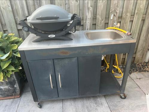 Buiten keuken bbq kast inclusief wasbak op wieltes, Tuin en Terras, Buitenkeukens, Gebruikt, Ophalen