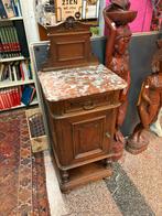 Vintage nachtkastje met marmeren blad, Antiek en Kunst, Antiek | Meubels | Kasten, Ophalen of Verzenden