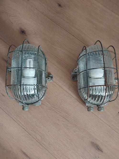 Industriële kooilampen, Tuin en Terras, Buitenverlichting, Gebruikt, Wandlamp, Aluminium, 50 tot 250 watt, Netvoeding, Waterbestendig