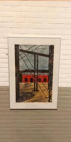 "Rijkswerf", Piet Lont, 1995, houdsnede op japans papier, Antiek en Kunst, Kunst | Etsen en Gravures, Ophalen