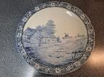 Groot Delftsblauw wandbord diameter 38,5 cm gemarkeerd., Ophalen of Verzenden