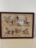 Antieke plaat ingelijst met mahoniehouten lijst., Antiek en Kunst, Ophalen of Verzenden