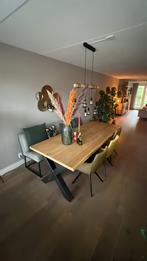 Boomstam eetkamerset met bank en lamp, Ophalen, Eikenhout, 200 cm of meer, 50 tot 100 cm