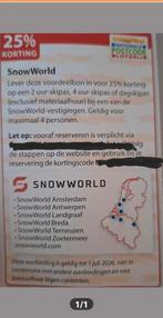 Snowworld 25% korting. Online code, Drie personen of meer, Kortingsbon