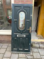 HARDHOUTEN VOORDEUR DEUR MET GLAS IN LOOD 83x201.5, Ophalen, 200 tot 215 cm, Glas, Buitendeur