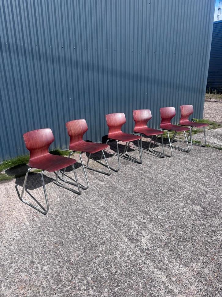 6 x vintage eetkamerstoelen flototto pagholz stoelen, Huis en Inrichting, Stoelen, Gebruikt, Vijf, Zes of meer stoelen, Ophalen