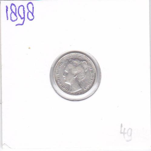 10 cent 1898 Kroningsjaar voor 49 euro, Postzegels en Munten, Munten | Nederland, Losse munt, 10 cent, Koningin Wilhelmina, Zilver