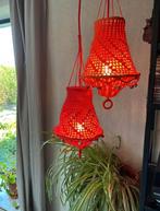 Hanglamp 2x Vintage gehaakt, Jaren 70/80, Ophalen of Verzenden, Zo goed als nieuw, Stof