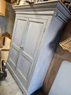 Grey wash Brocante kast, Ophalen, Grenenhout, 50 tot 100 cm, 150 tot 200 cm