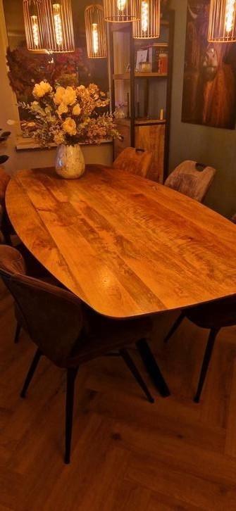 mango houten eettafel met metalen poot  240x110x76,5, Huis en Inrichting, Tafels | Eettafels, Nieuw, 100 tot 150 cm, 200 cm of meer