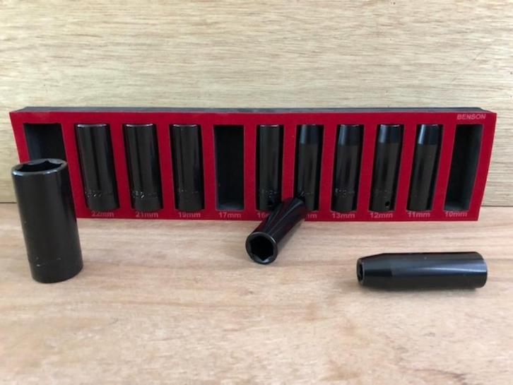 Slagmoerdoppenset 1/2" chroom vanadium 11 dlg., Auto diversen, Autogereedschap, Nieuw, Ophalen of Verzenden