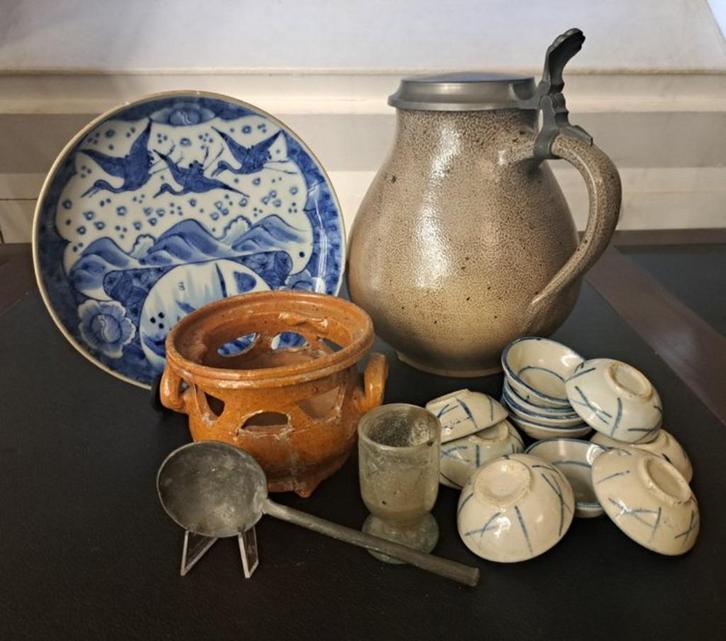 Antieke voorwerpen aardewerk glas porselein bodemvondsten, Antiek en Kunst, Antiek | Porselein, Verzenden