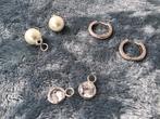 Zilveren oorbellenset, kunstparels en -diamanten, Ophalen of Verzenden, Zo goed als nieuw, Zilver, Hangers