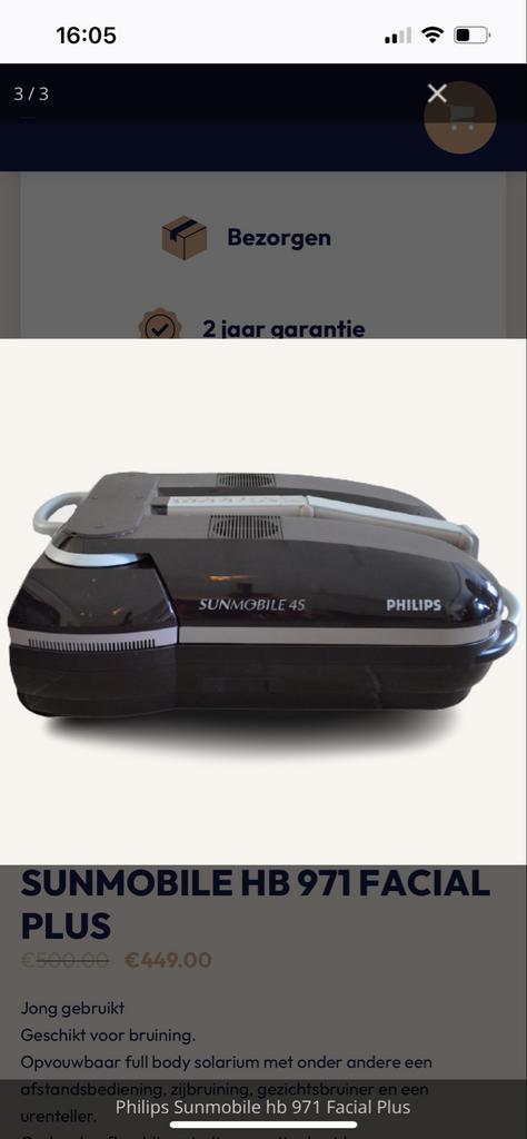 Philips Sunmobile Inklapbare Zonnebank, Witgoed en Apparatuur, Zonnebanken en Gezichtsbruiners, Gebruikt, Zonnebank enkelzijdig