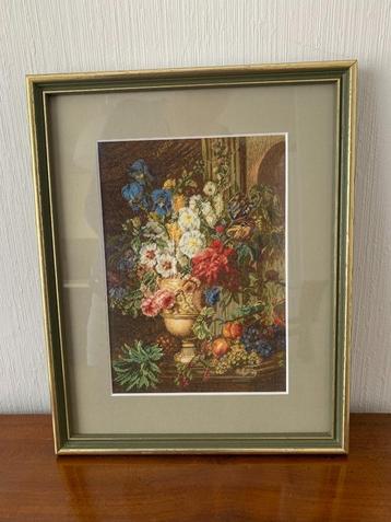 Vintage schilderij stilleven heel fijn geborduurd beschikbaar voor biedingen