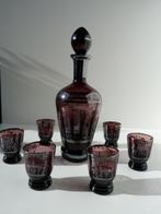 Likeurset venetiaans glas, karaf met 6 glaasjes, amethist, Huis en Inrichting, Ophalen
