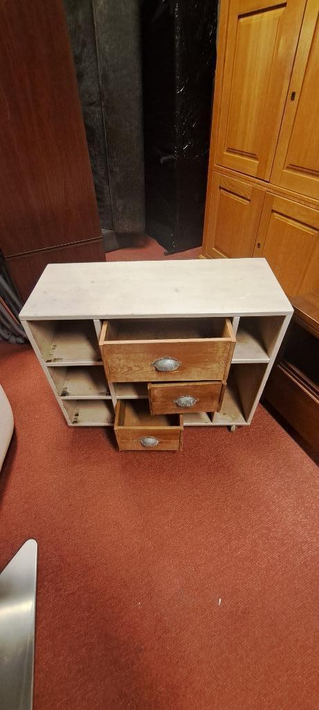 Wit houten kastje met lades, Huis en Inrichting, Kasten | Dressoirs, Gebruikt, 50 tot 100 cm, 25 tot 50 cm, Ophalen of Verzenden