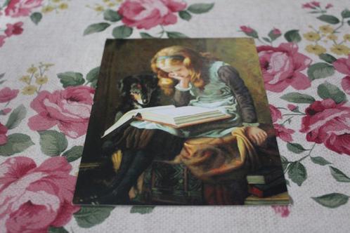 Honden Postkaart - Meisje en Hond lezen Boek, Rusland, Verzamelen, Ansichtkaarten | Dieren, Ongelopen, 1980 tot heden, Hond of Kat
