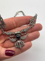 C476 Prachtige vintage zilveren ketting onyx markasiet, Ophalen of Verzenden, Zo goed als nieuw, X, Met edelsteen