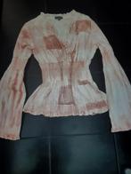 Blouse Top broderie ruches kant Vila M 38 zand rose beige, Vila, Beige, Maat 38/40 (M), Ophalen of Verzenden