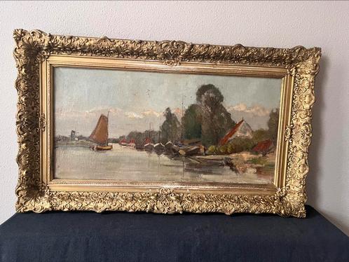 Rivier landschap, Antiek en Kunst, Kunst | Schilderijen | Klassiek, Ophalen of Verzenden