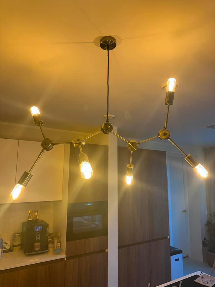 Moderne Hanglamp Zania Kwantum met 6 Lichtpunten, Huis en Inrichting, Lampen | Hanglampen, Zo goed als nieuw, 50 tot 75 cm, Metaal