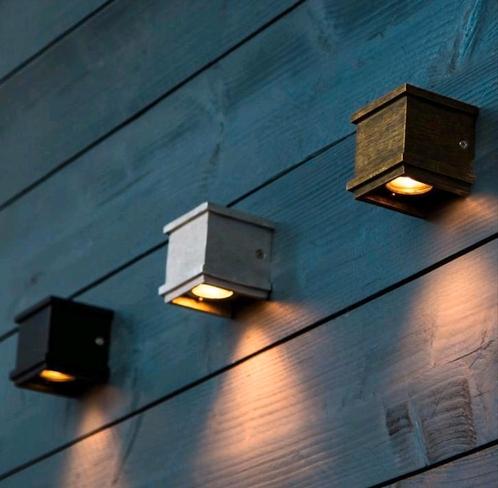 2x Borgo design Muurlamp Zwart, alluminium, nieuw, Tuin en Terras, Buitenverlichting, Nieuw, Aluminium, Minder dan 50 watt, Led